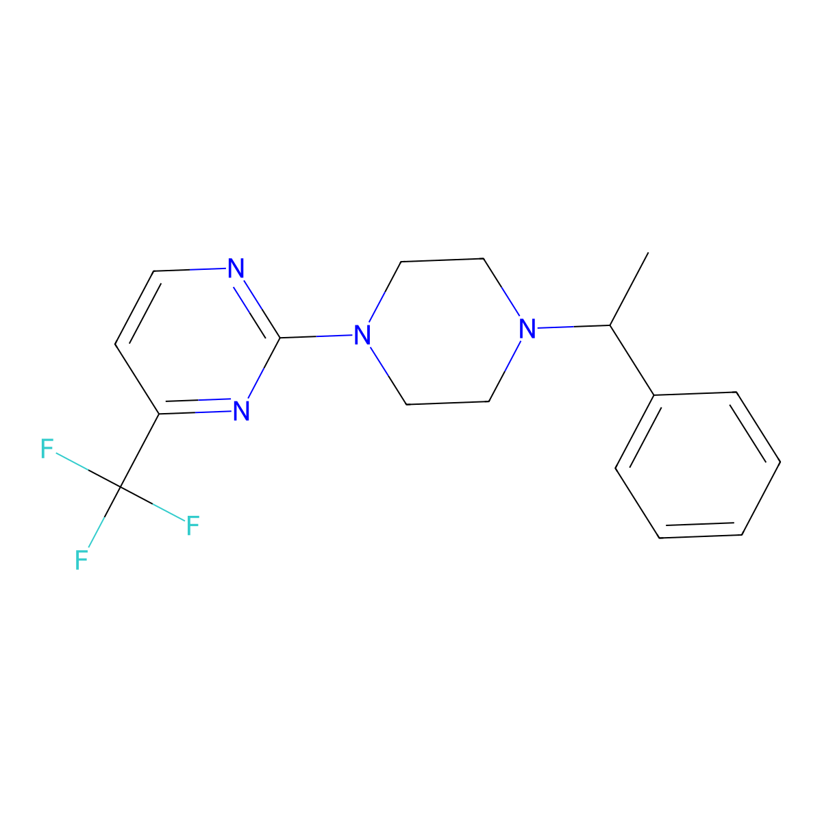 2-[4-(1-Phenylethyl)piperazin-1-yl]-4-(trifluoromethyl)pyrimidine molecular structure, CAS 2549065-24-7