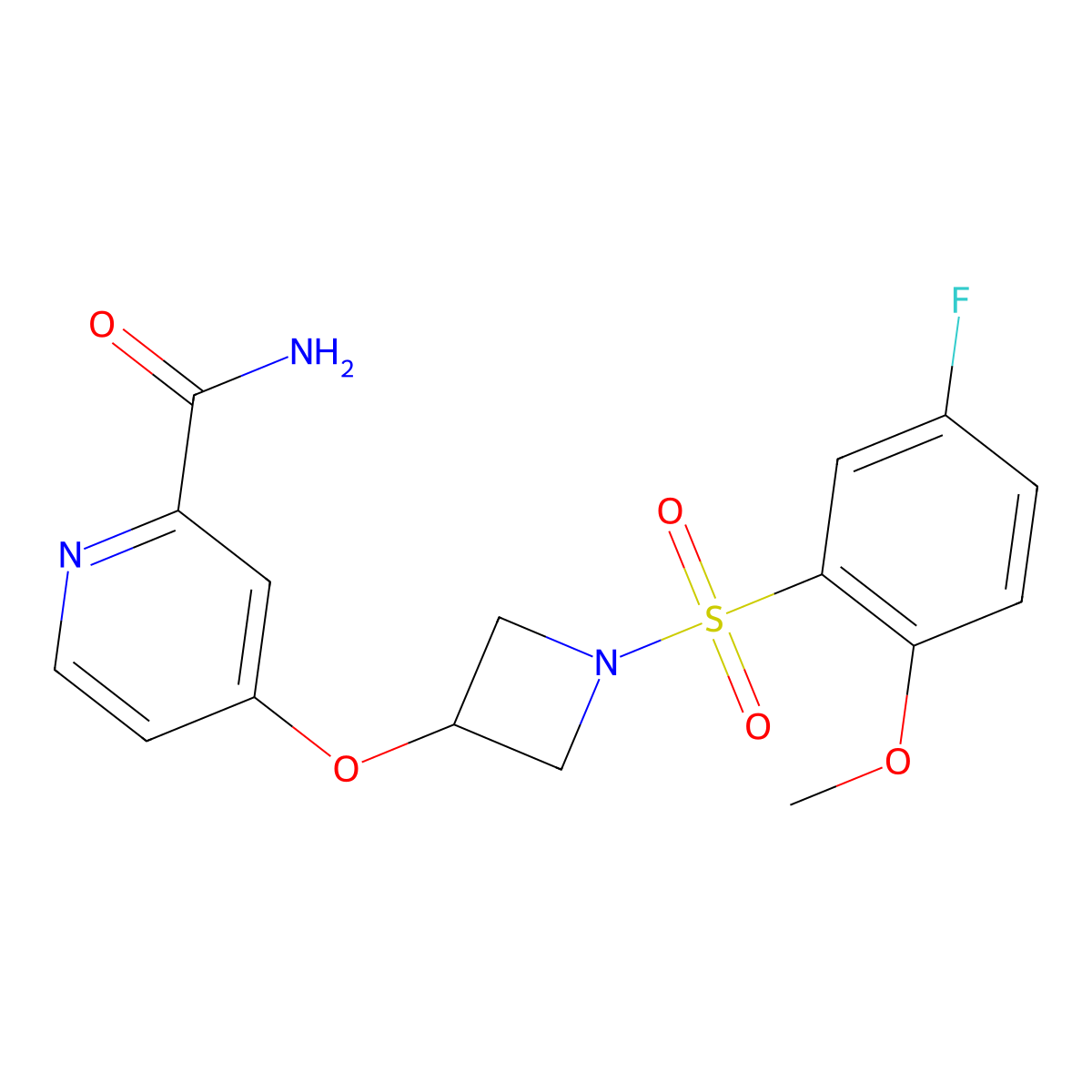 4-{[1-(5-Fluoro-2-methoxybenzenesulfonyl)azetidin-3-yl]oxy}pyridine-2-carboxamide molecular structure, CAS 2549065-28-1