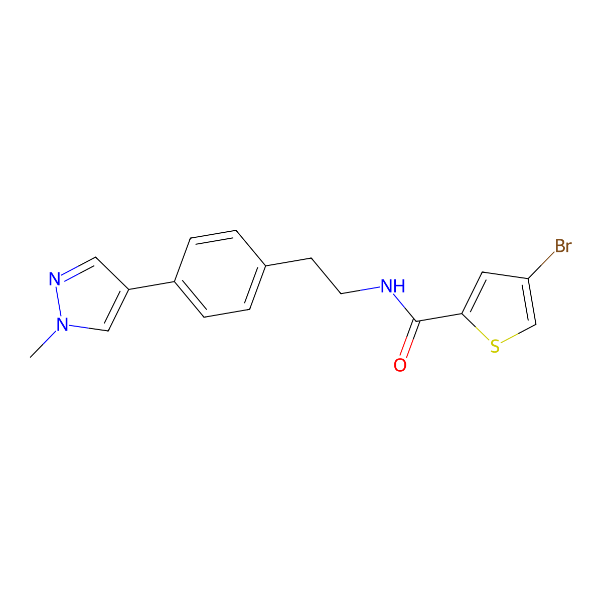 4-bromo-N-{2-[4-(1-methyl-1H-pyrazol-4-yl)phenyl]ethyl}thiophene-2-carboxamide molecular structure, CAS 2549065-33-8