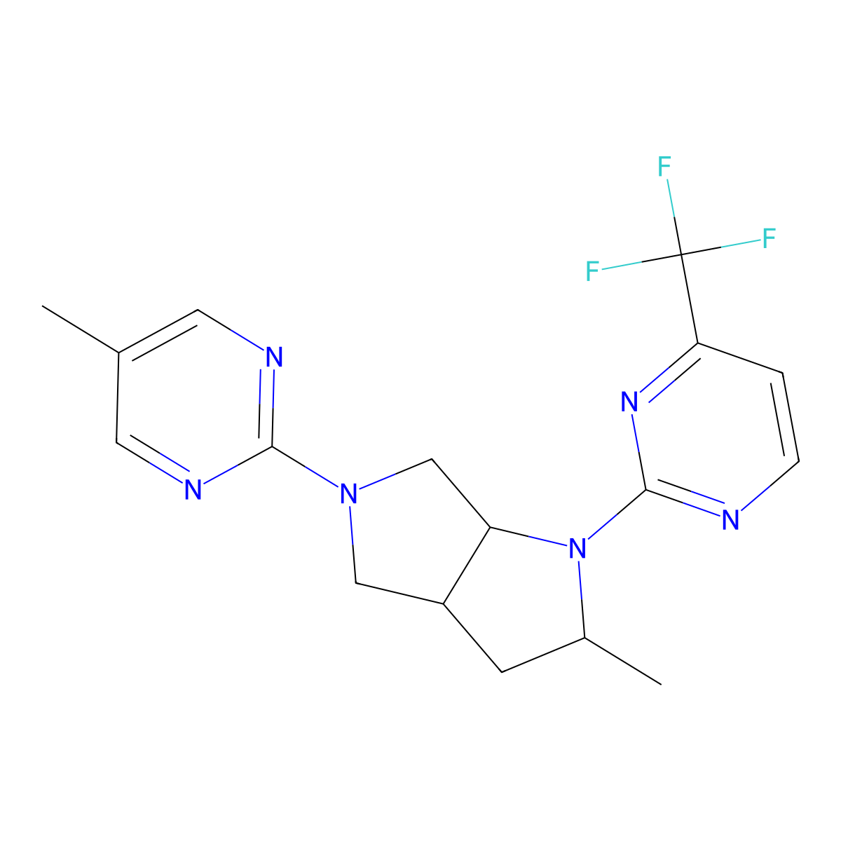 2-[2-Methyl-5-(5-methylpyrimidin-2-yl)-octahydropyrrolo[2,3-c]pyrrol-1-yl]-4-(trifluoromethyl)pyrimidine molecular structure, CAS 2549065-34-9