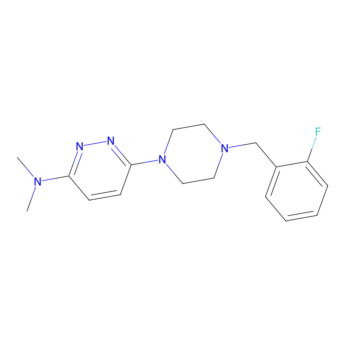 6-{4-[(2-fluorophenyl)methyl]piperazin-1-yl}-N,N-dimethylpyridazin-3-amine molecular structure, CAS 2549065-37-2