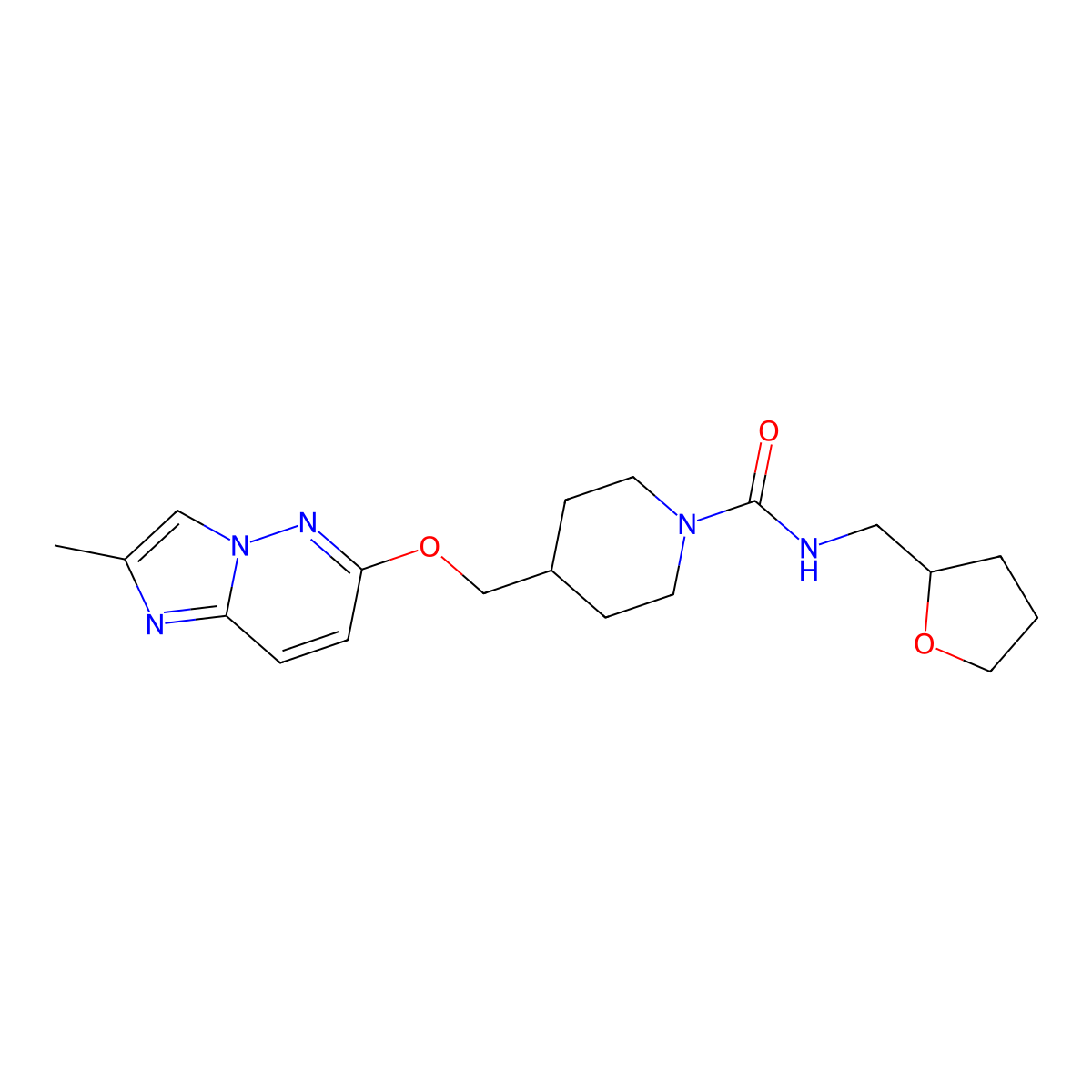 4-[({2-methylimidazo[1,2-b]pyridazin-6-yl}oxy)methyl]-N-[(oxolan-2-yl)methyl]piperidine-1-carboxamide molecular structure, CAS 2549065-39-4