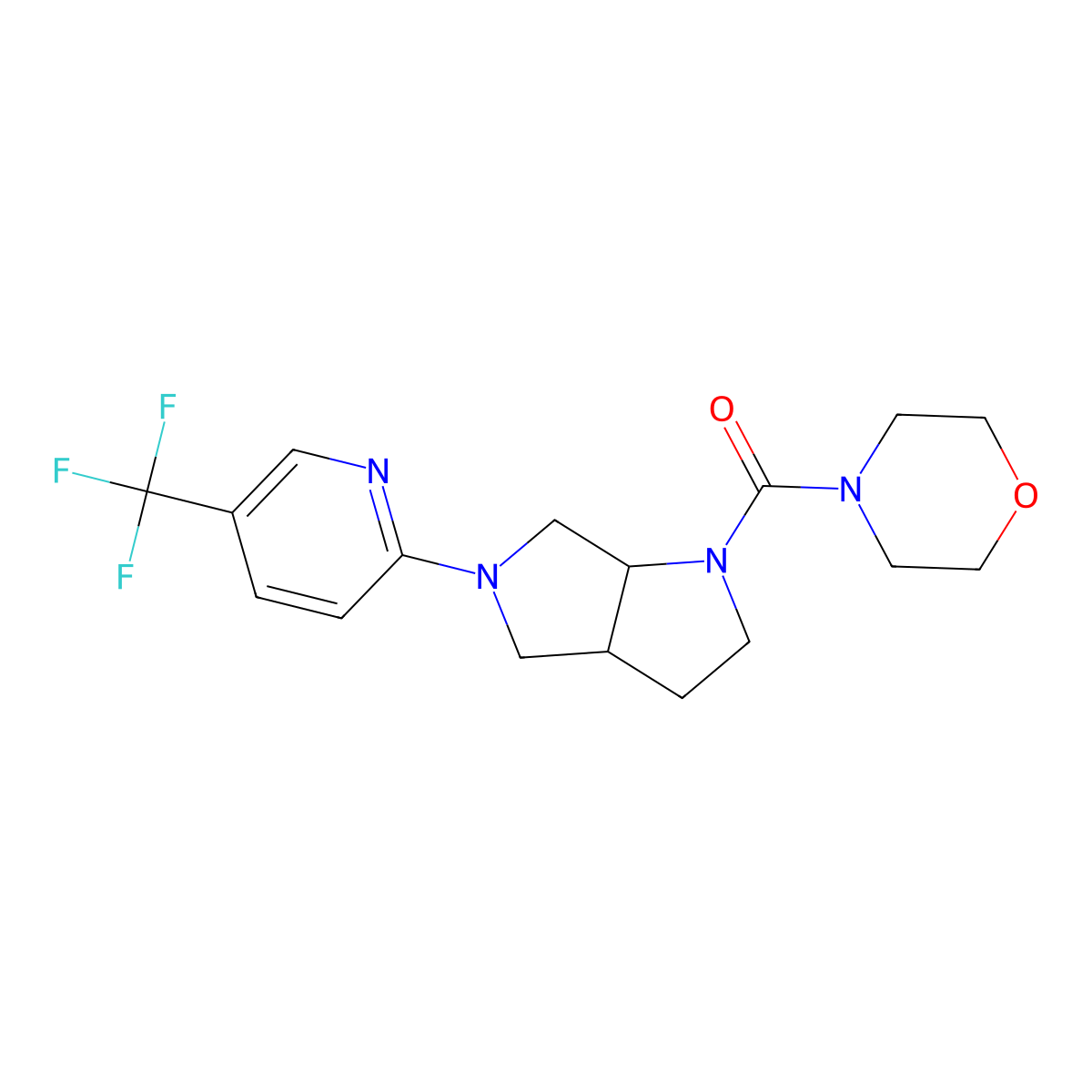 4-{5-[5-(Trifluoromethyl)pyridin-2-yl]-octahydropyrrolo[3,4-b]pyrrole-1-carbonyl}morpholine molecular structure, CAS 2549065-43-0