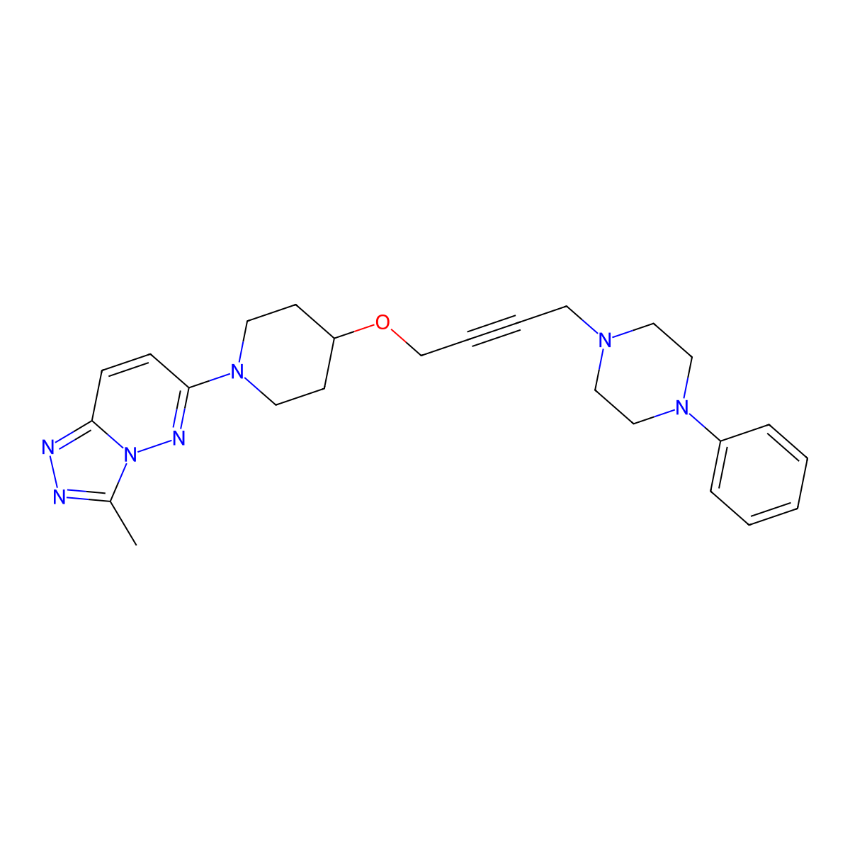 1-{4-[(1-{3-Methyl-[1,2,4]triazolo[4,3-b]pyridazin-6-yl}piperidin-4-yl)oxy]but-2-yn-1-yl}-4-phenylpiperazine molecular structure, CAS 2549065-64-5