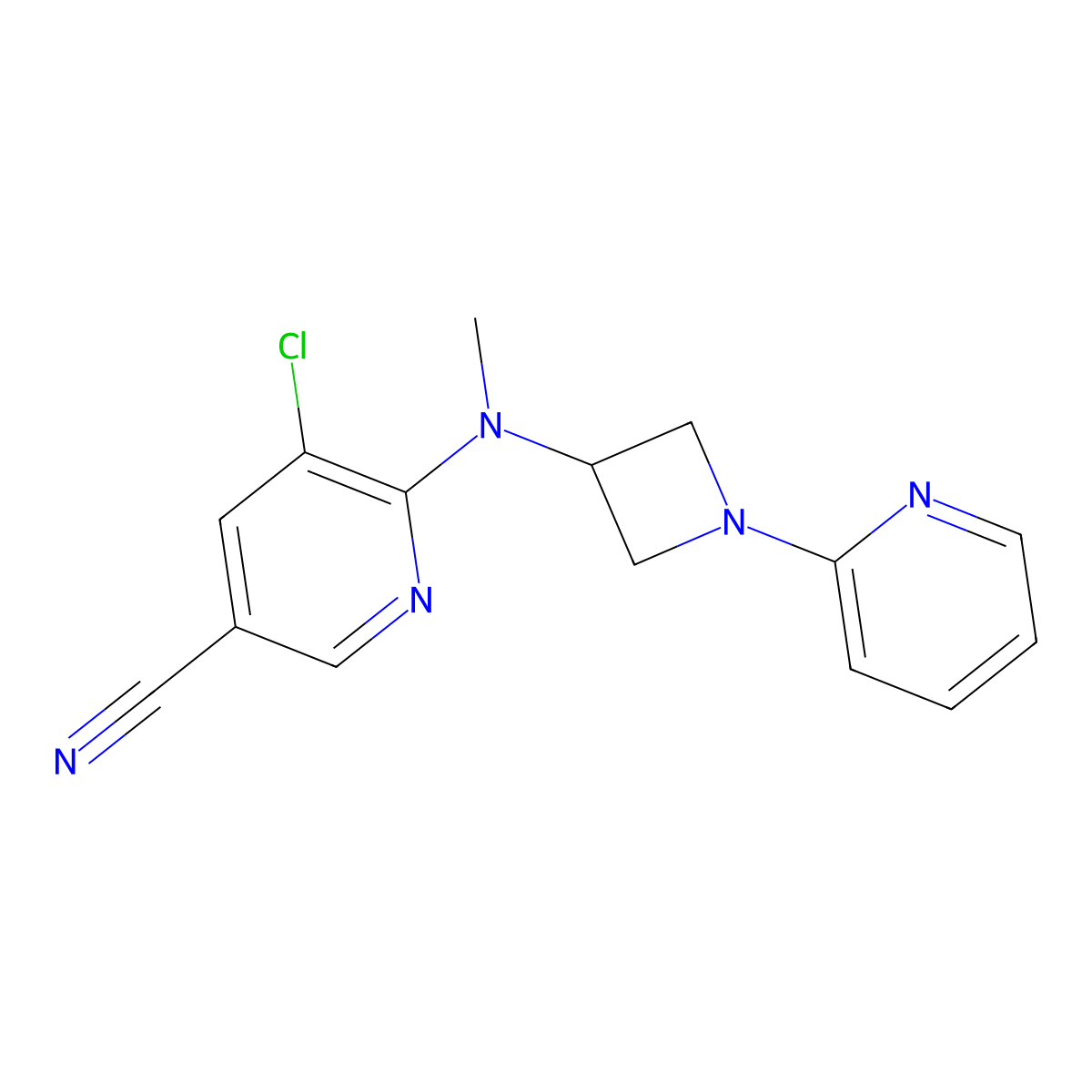 5-Chloro-6-{methyl[1-(pyridin-2-yl)azetidin-3-yl]amino}pyridine-3-carbonitrile molecular structure, CAS 2549065-65-6