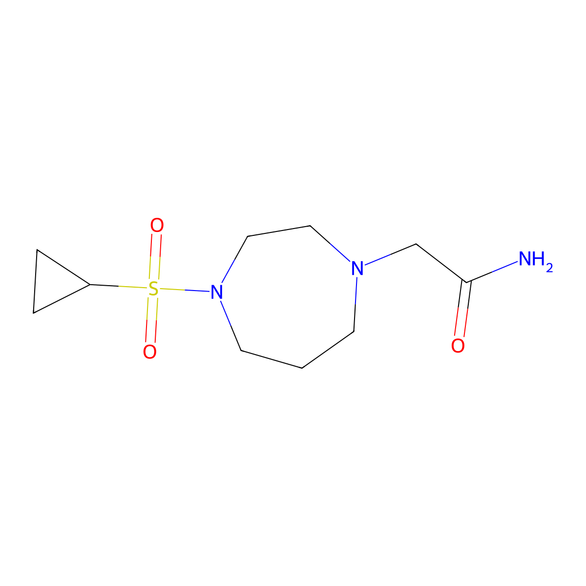 2-[4-(Cyclopropanesulfonyl)-1,4-diazepan-1-yl]acetamide molecular structure, CAS 2549065-66-7