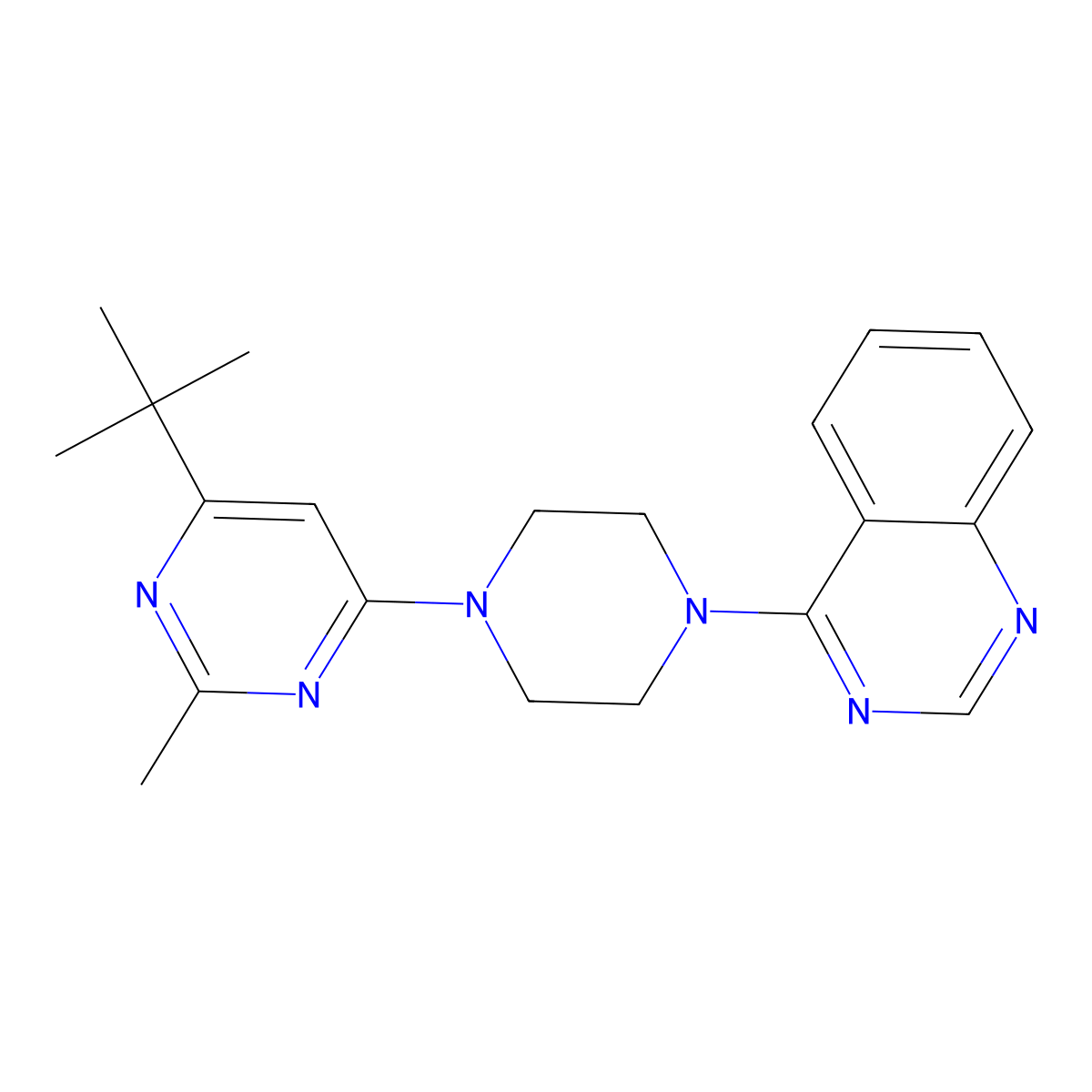 4-[4-(6-Tert-butyl-2-methylpyrimidin-4-yl)piperazin-1-yl]quinazoline molecular structure, CAS 2549065-70-3