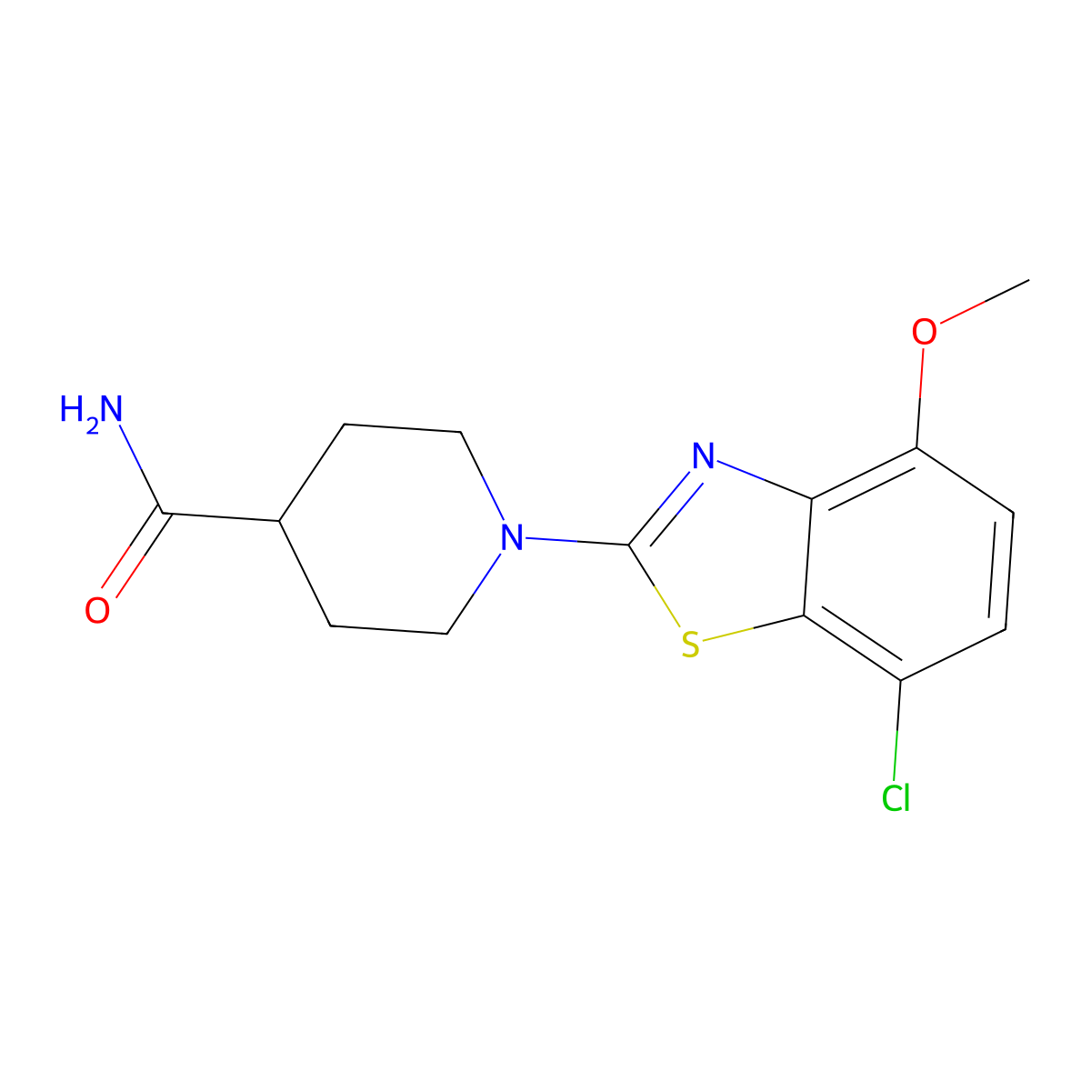 1-(7-Chloro-4-methoxy-1,3-benzothiazol-2-yl)piperidine-4-carboxamide molecular structure, CAS 2549065-75-8