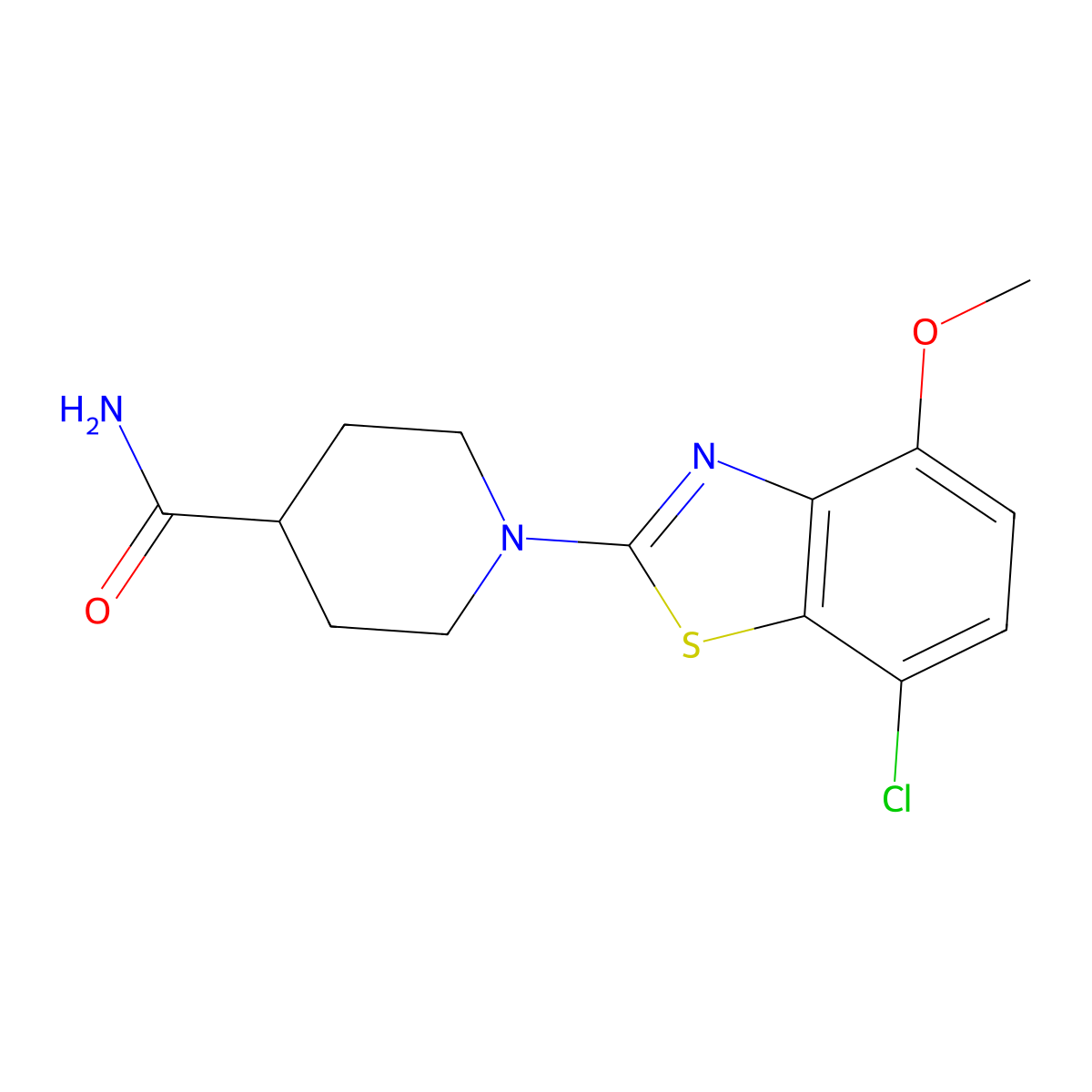 1-(7-Chloro-4-methoxy-1,3-benzothiazol-2-yl)piperidine-4-carboxamide molecular structure, CAS 2549065-75-8