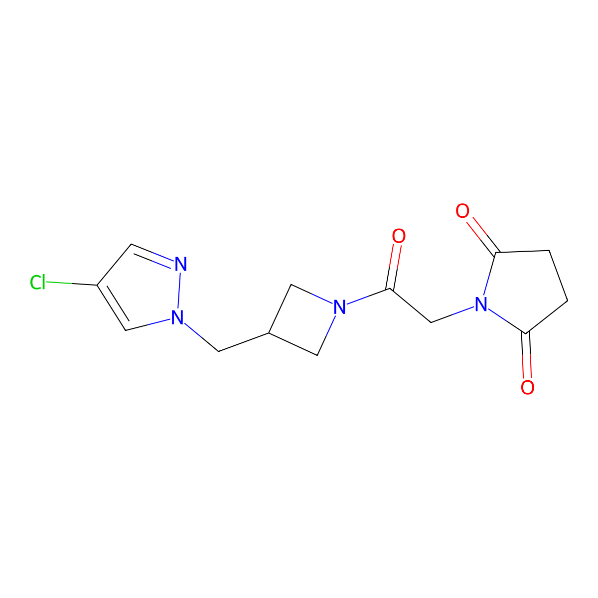 1-(2-{3-[(4-chloro-1H-pyrazol-1-yl)methyl]azetidin-1-yl}-2-oxoethyl)pyrrolidine-2,5-dione molecular structure, CAS 2549065-77-0