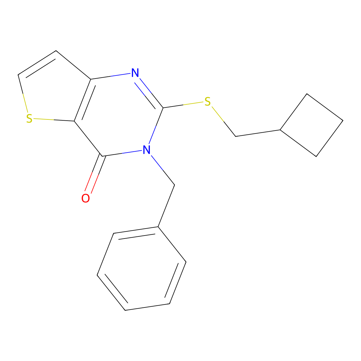3-benzyl-2-[(cyclobutylmethyl)sulfanyl]-3H,4H-thieno[3,2-d]pyrimidin-4-one molecular structure, CAS 2549065-82-7