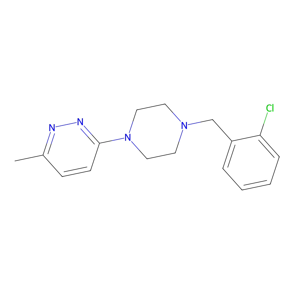 3-{4-[(2-Chlorophenyl)methyl]piperazin-1-yl}-6-methylpyridazine molecular structure, CAS 2549065-83-8