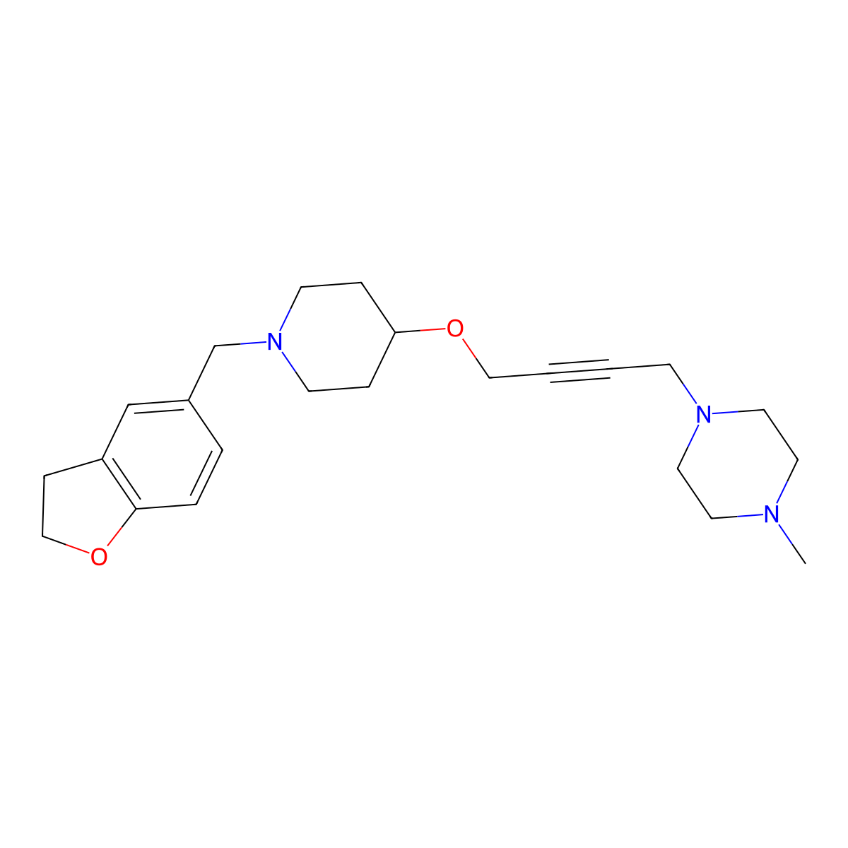 1-[4-({1-[(2,3-Dihydro-1-benzofuran-5-yl)methyl]piperidin-4-yl}oxy)but-2-yn-1-yl]-4-methylpiperazine molecular structure, CAS 2549065-86-1