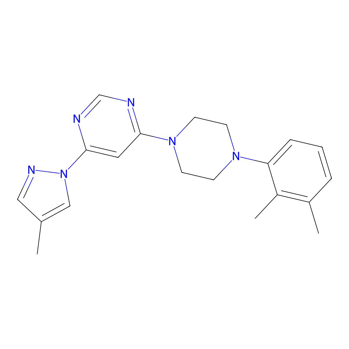 4-[4-(2,3-dimethylphenyl)piperazin-1-yl]-6-(4-methyl-1H-pyrazol-1-yl)pyrimidine molecular structure, CAS 2549065-88-3