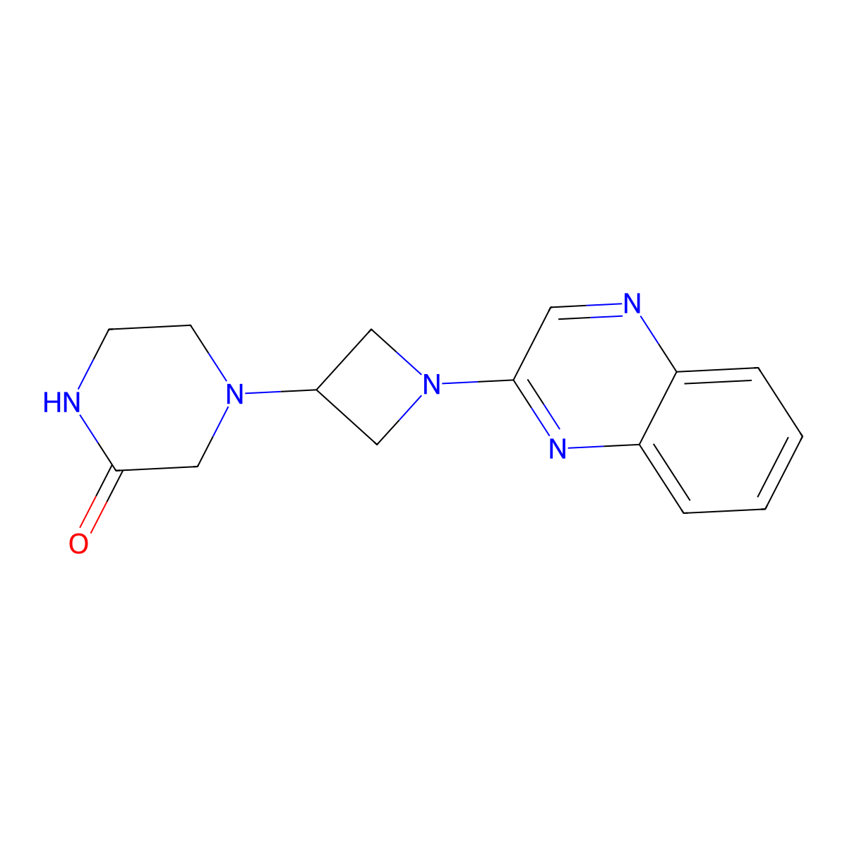 4-[1-(Quinoxalin-2-yl)azetidin-3-yl]piperazin-2-one molecular structure, CAS 2549065-90-7