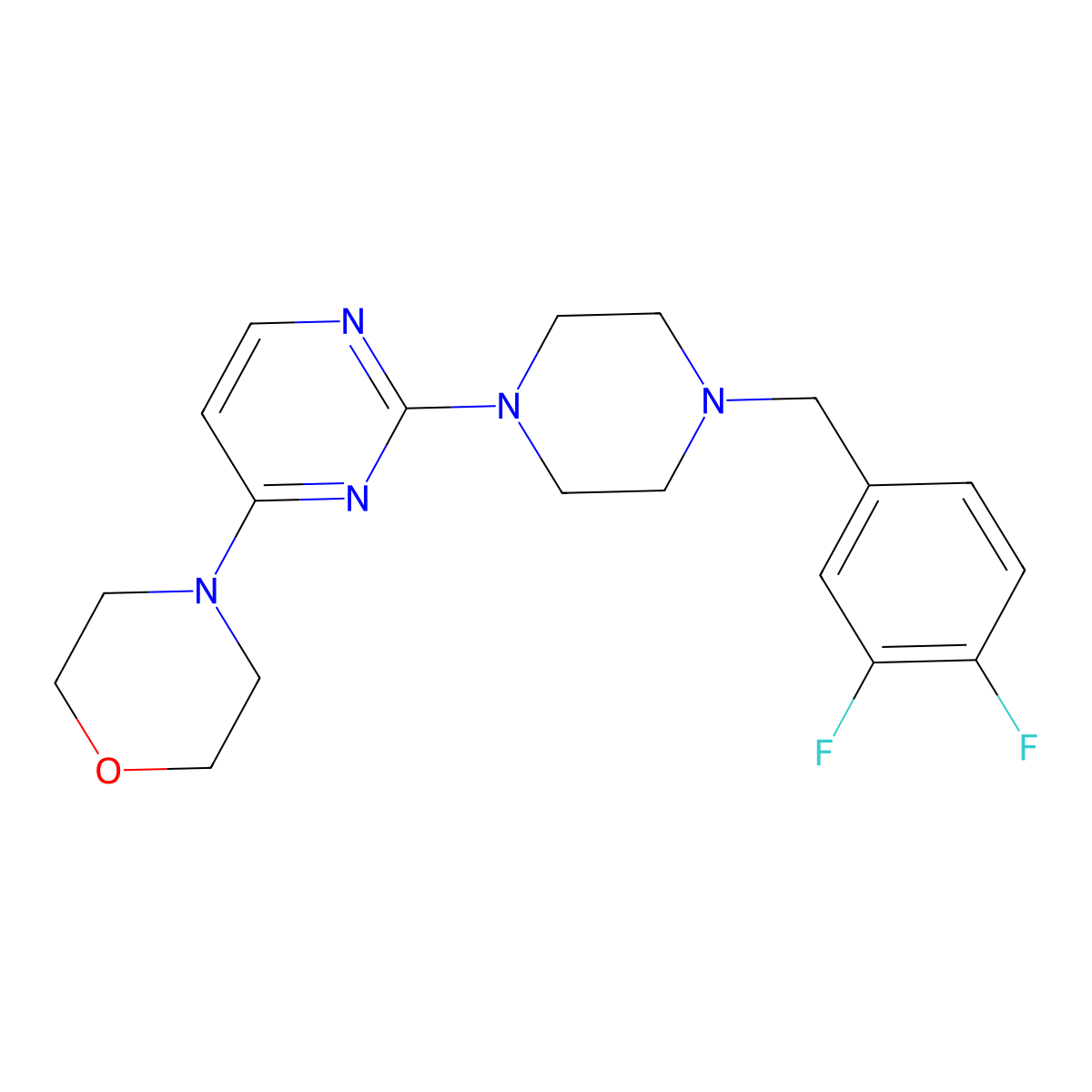 4-(2-{4-[(3,4-Difluorophenyl)methyl]piperazin-1-yl}pyrimidin-4-yl)morpholine molecular structure, CAS 2549065-97-4