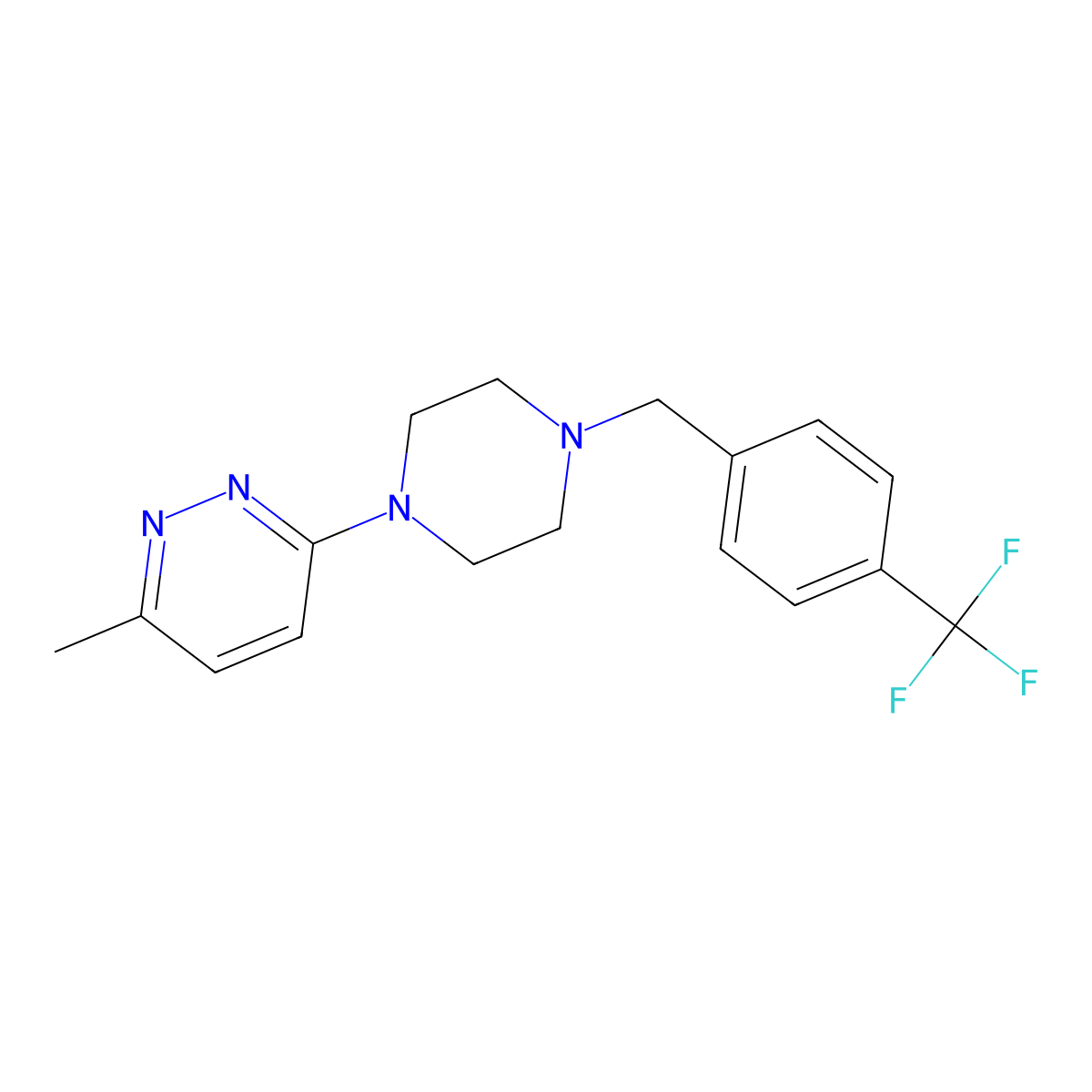 3-Methyl-6-(4-{[4-(trifluoromethyl)phenyl]methyl}piperazin-1-yl)pyridazine molecular structure, CAS 2549066-07-9