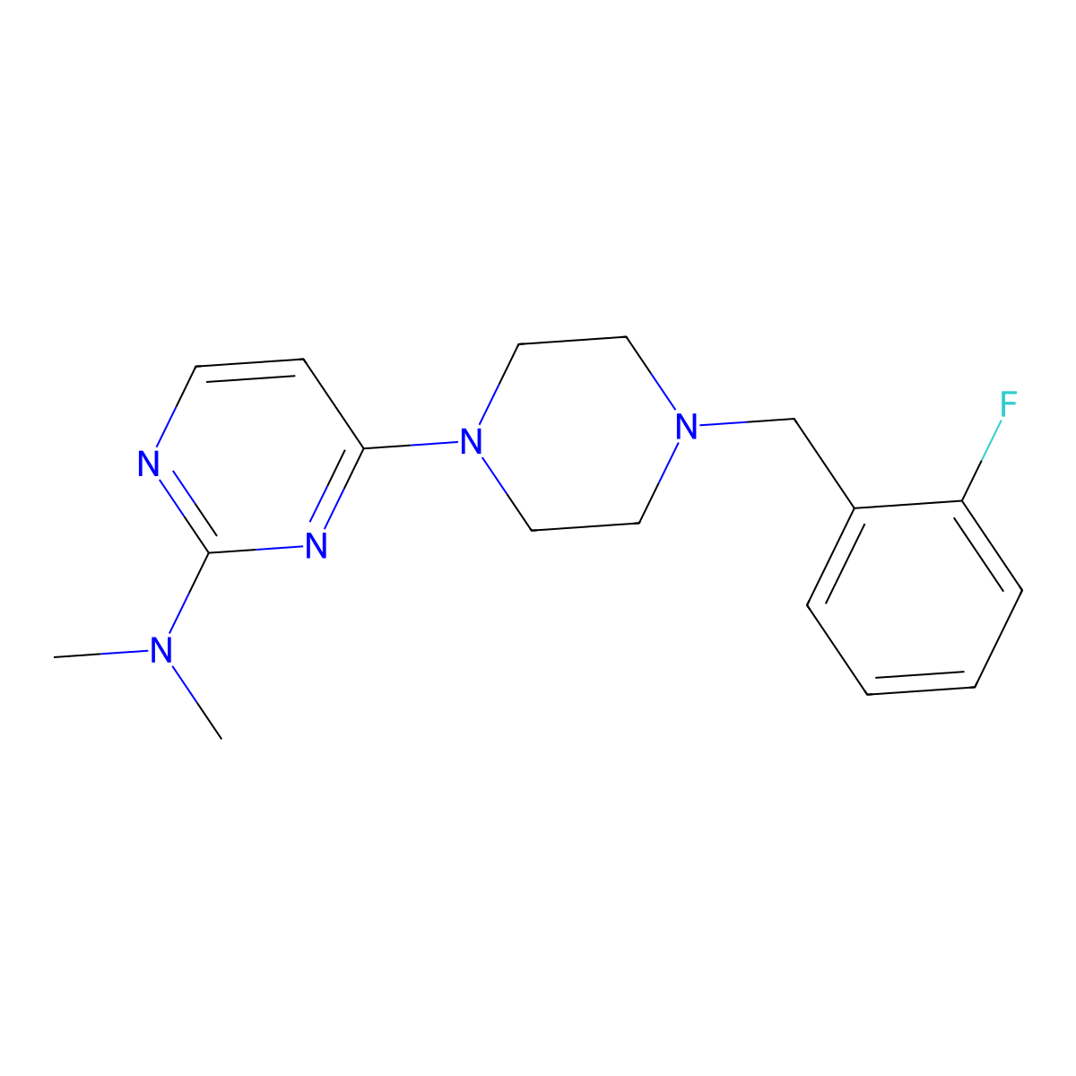 4-{4-[(2-fluorophenyl)methyl]piperazin-1-yl}-N,N-dimethylpyrimidin-2-amine molecular structure, CAS 2549066-13-7