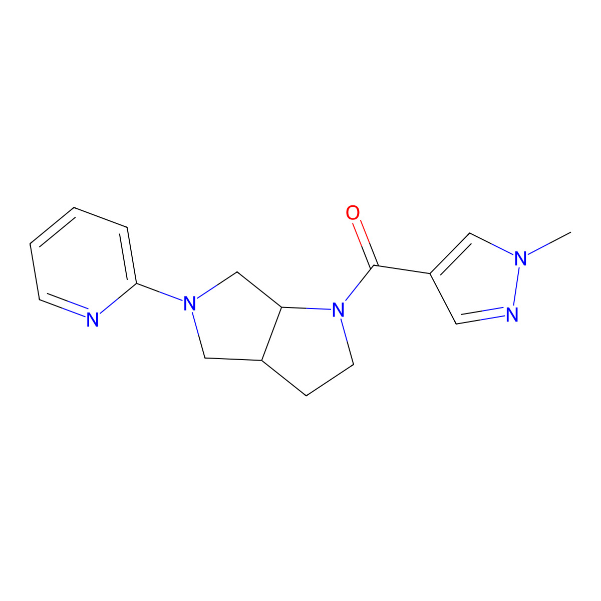 2-[1-(1-methyl-1H-pyrazole-4-carbonyl)-octahydropyrrolo[3,4-b]pyrrol-5-yl]pyridine molecular structure, CAS 2549066-15-9