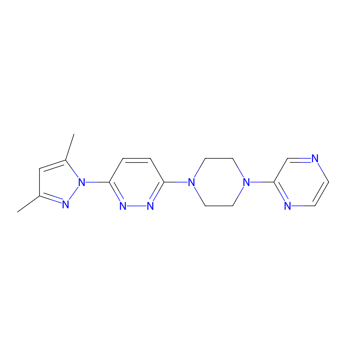3-(3,5-dimethyl-1H-pyrazol-1-yl)-6-[4-(pyrazin-2-yl)piperazin-1-yl]pyridazine molecular structure, CAS 2549066-17-1