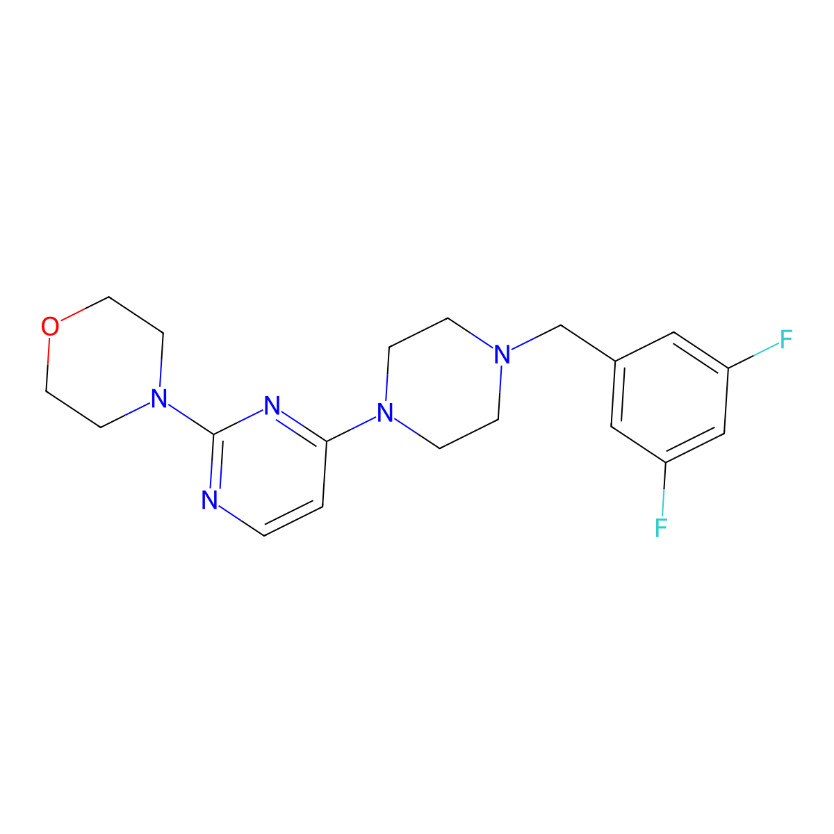 4-(4-{4-[(3,5-Difluorophenyl)methyl]piperazin-1-yl}pyrimidin-2-yl)morpholine molecular structure, CAS 2549066-20-6