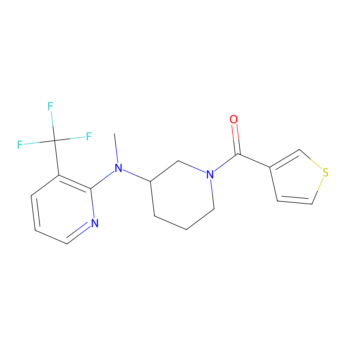 N-methyl-N-[1-(thiophene-3-carbonyl)piperidin-3-yl]-3-(trifluoromethyl)pyridin-2-amine molecular structure, CAS 2549066-28-4