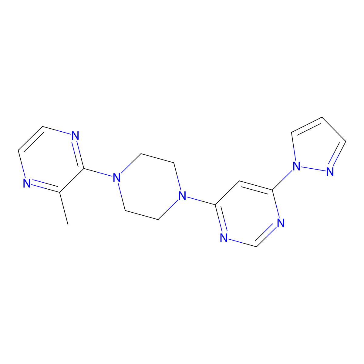 4-[4-(3-methylpyrazin-2-yl)piperazin-1-yl]-6-(1H-pyrazol-1-yl)pyrimidine molecular structure, CAS 2549066-29-5
