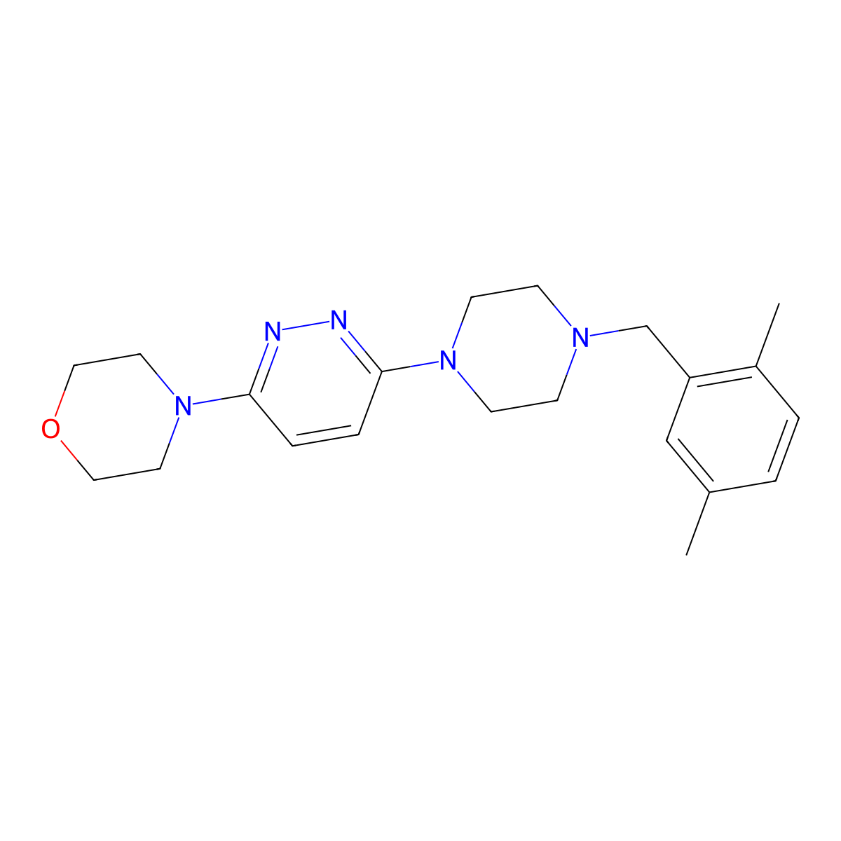 4-(6-{4-[(2,5-Dimethylphenyl)methyl]piperazin-1-yl}pyridazin-3-yl)morpholine molecular structure, CAS 2549066-31-9