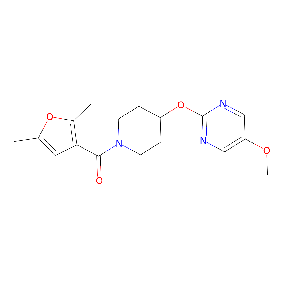 2-{[1-(2,5-Dimethylfuran-3-carbonyl)piperidin-4-yl]oxy}-5-methoxypyrimidine molecular structure, CAS 2549066-32-0