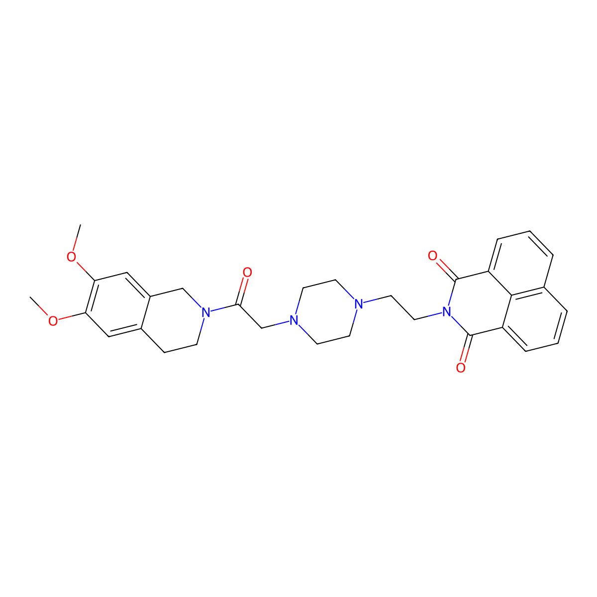 3-(2-{4-[2-(6,7-Dimethoxy-1,2,3,4-tetrahydroisoquinolin-2-yl)-2-oxoethyl]piperazin-1-yl}ethyl)-3-azatricyclo[7.3.1.0^{5,13}]trideca-1(13),5,7,9,11-pentaene-2,4-dione molecular structure, CAS 2549066-37-5