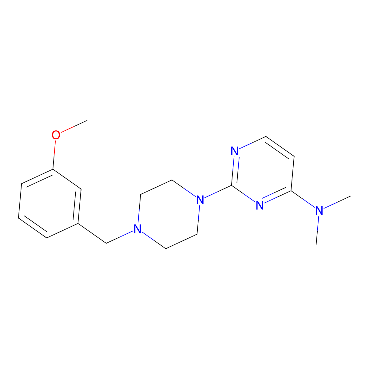 2-{4-[(3-methoxyphenyl)methyl]piperazin-1-yl}-N,N-dimethylpyrimidin-4-amine molecular structure, CAS 2549066-38-6