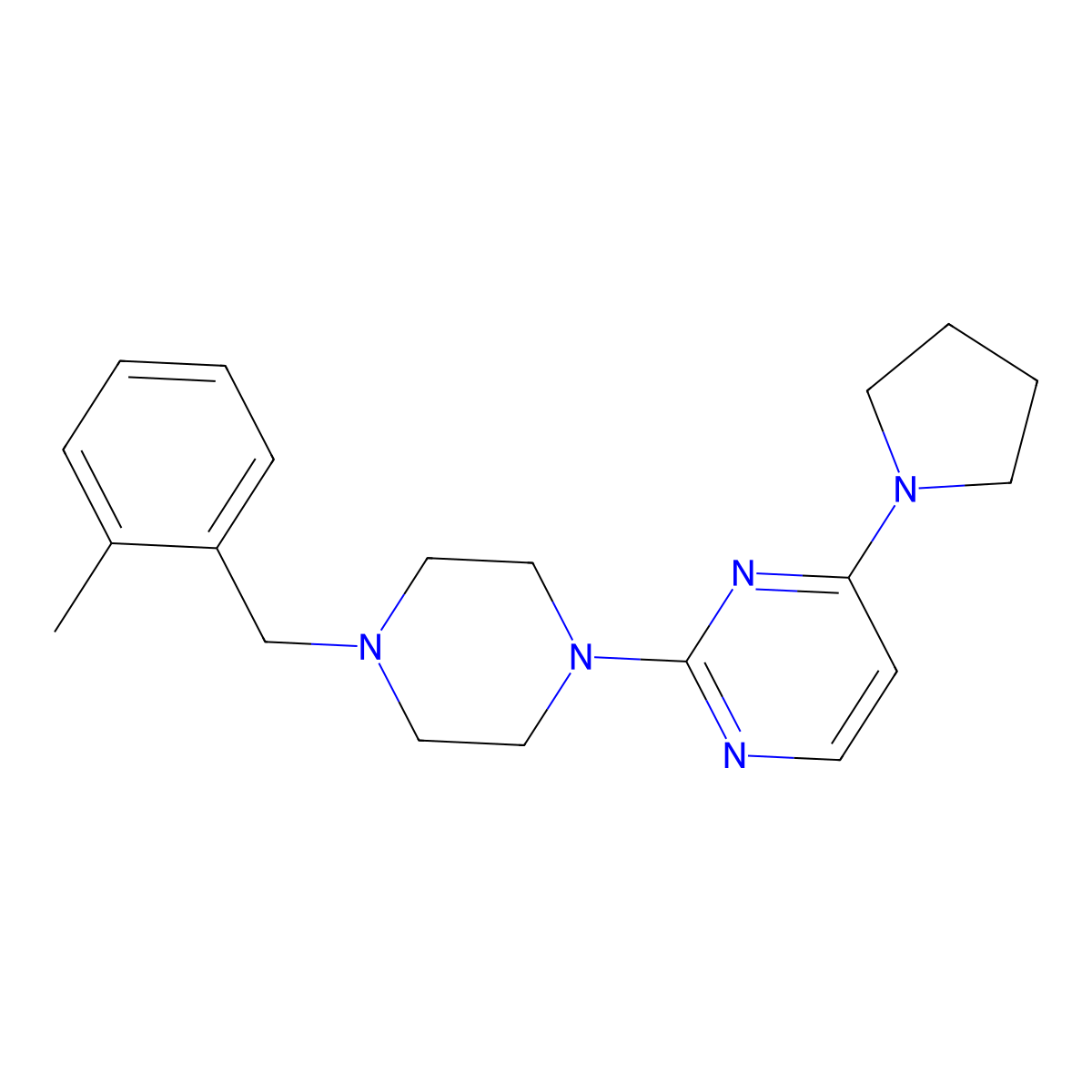 2-{4-[(2-Methylphenyl)methyl]piperazin-1-yl}-4-(pyrrolidin-1-yl)pyrimidine molecular structure, CAS 2549066-41-1