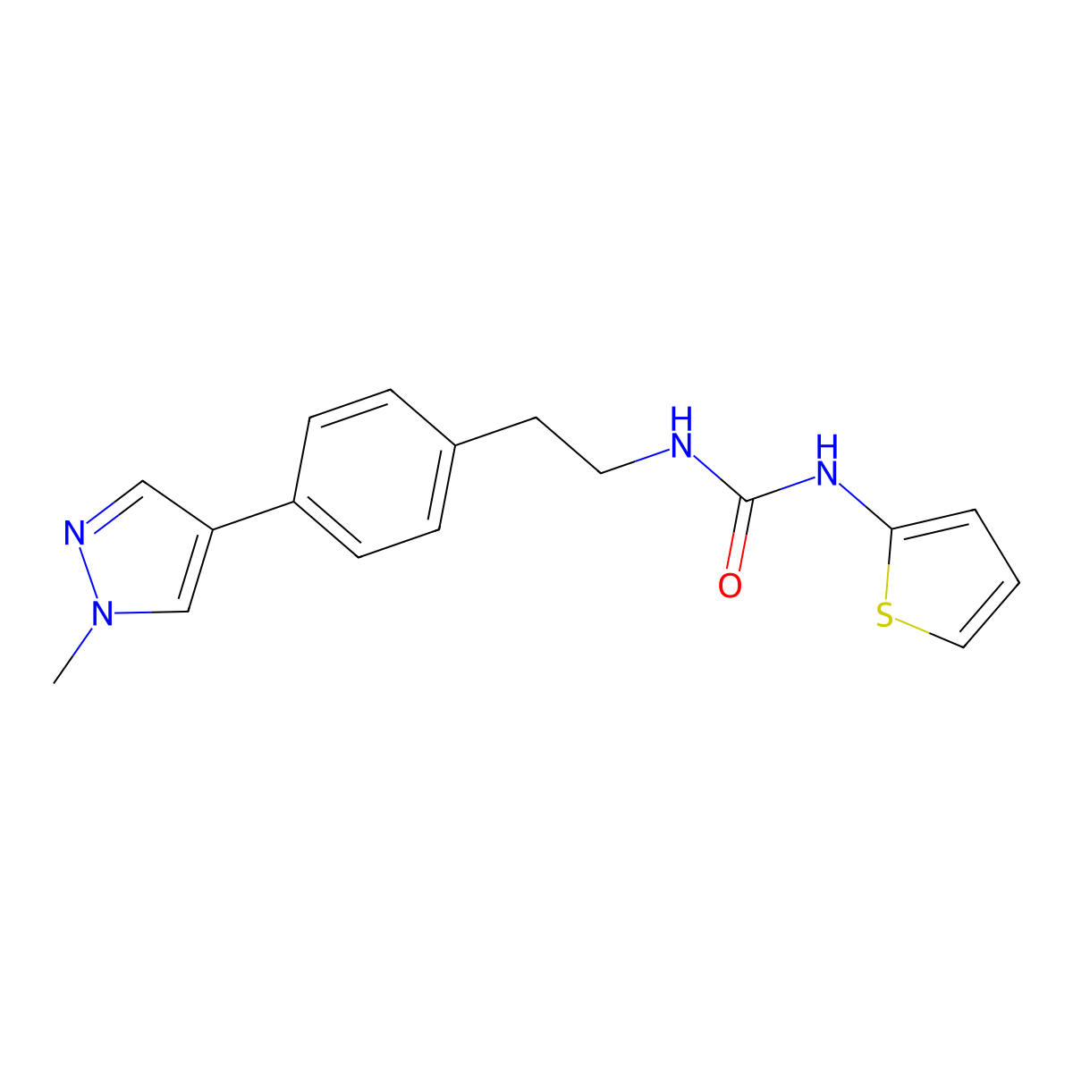 1-{2-[4-(1-methyl-1H-pyrazol-4-yl)phenyl]ethyl}-3-(thiophen-2-yl)urea molecular structure, CAS 2549066-43-3