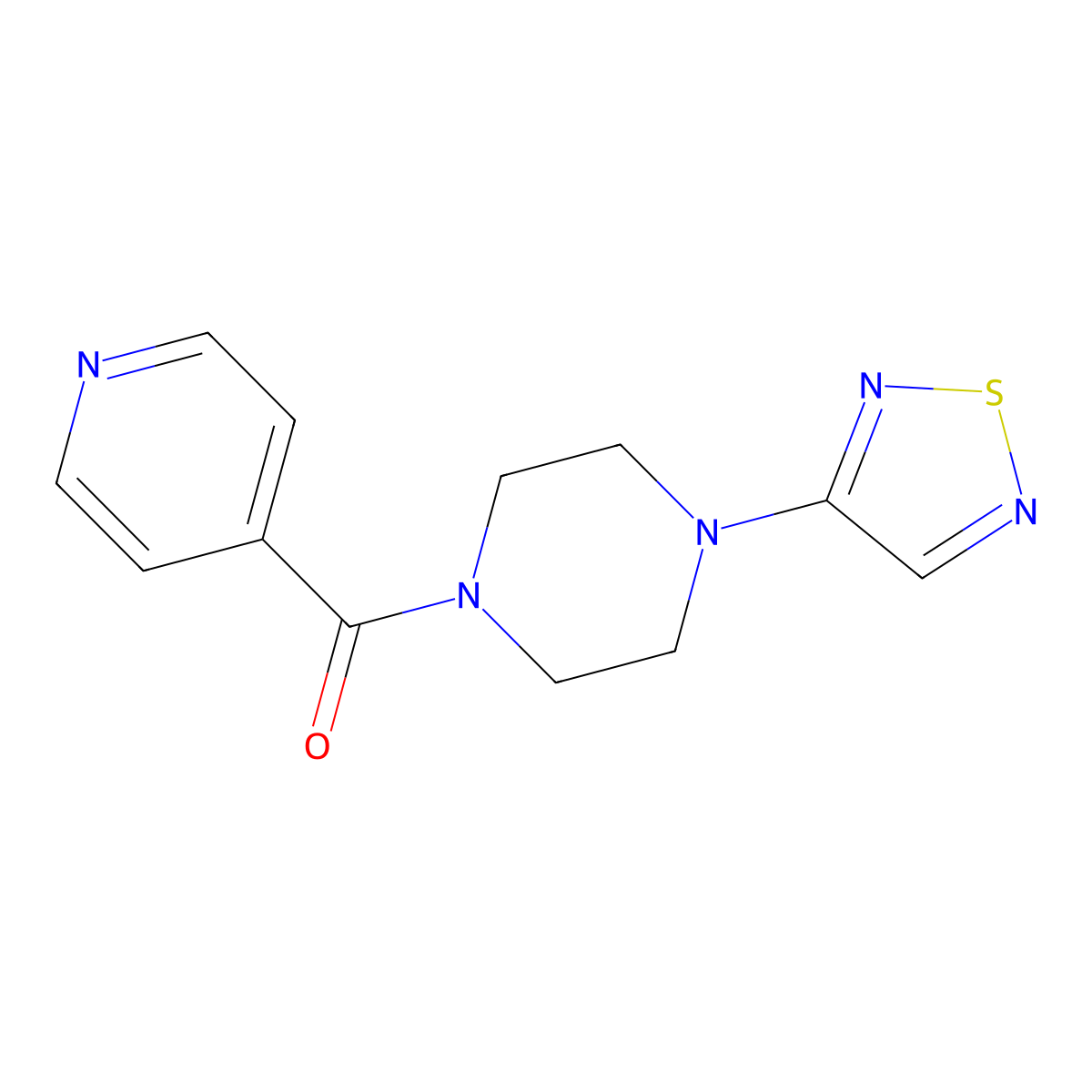 1-(Pyridine-4-carbonyl)-4-(1,2,5-thiadiazol-3-yl)piperazine molecular structure, CAS 2549066-46-6