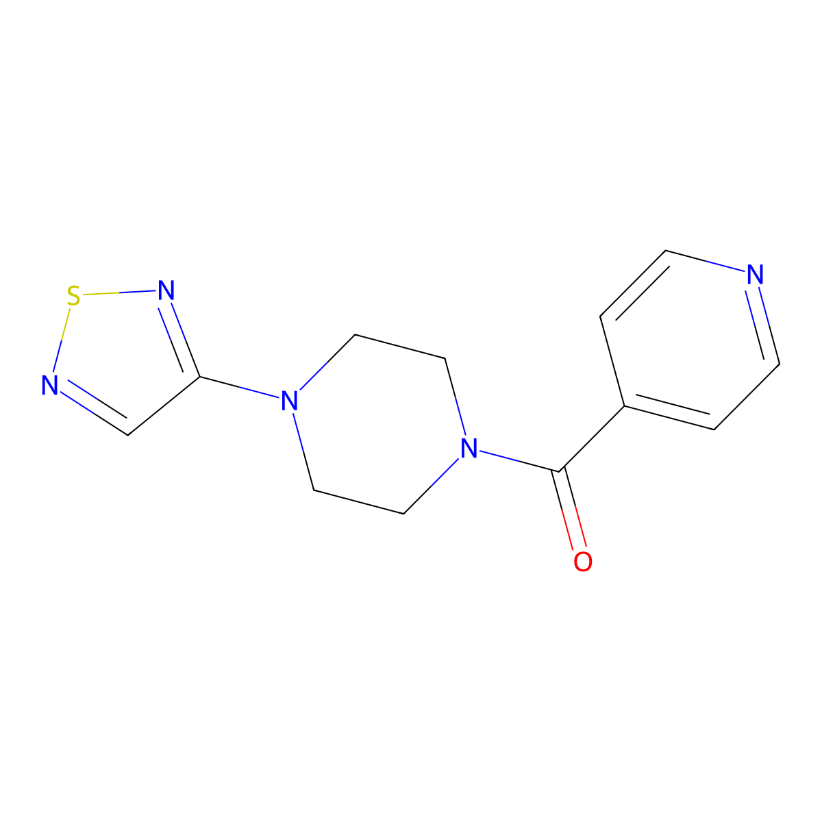 1-(Pyridine-4-carbonyl)-4-(1,2,5-thiadiazol-3-yl)piperazine molecular structure, CAS 2549066-46-6