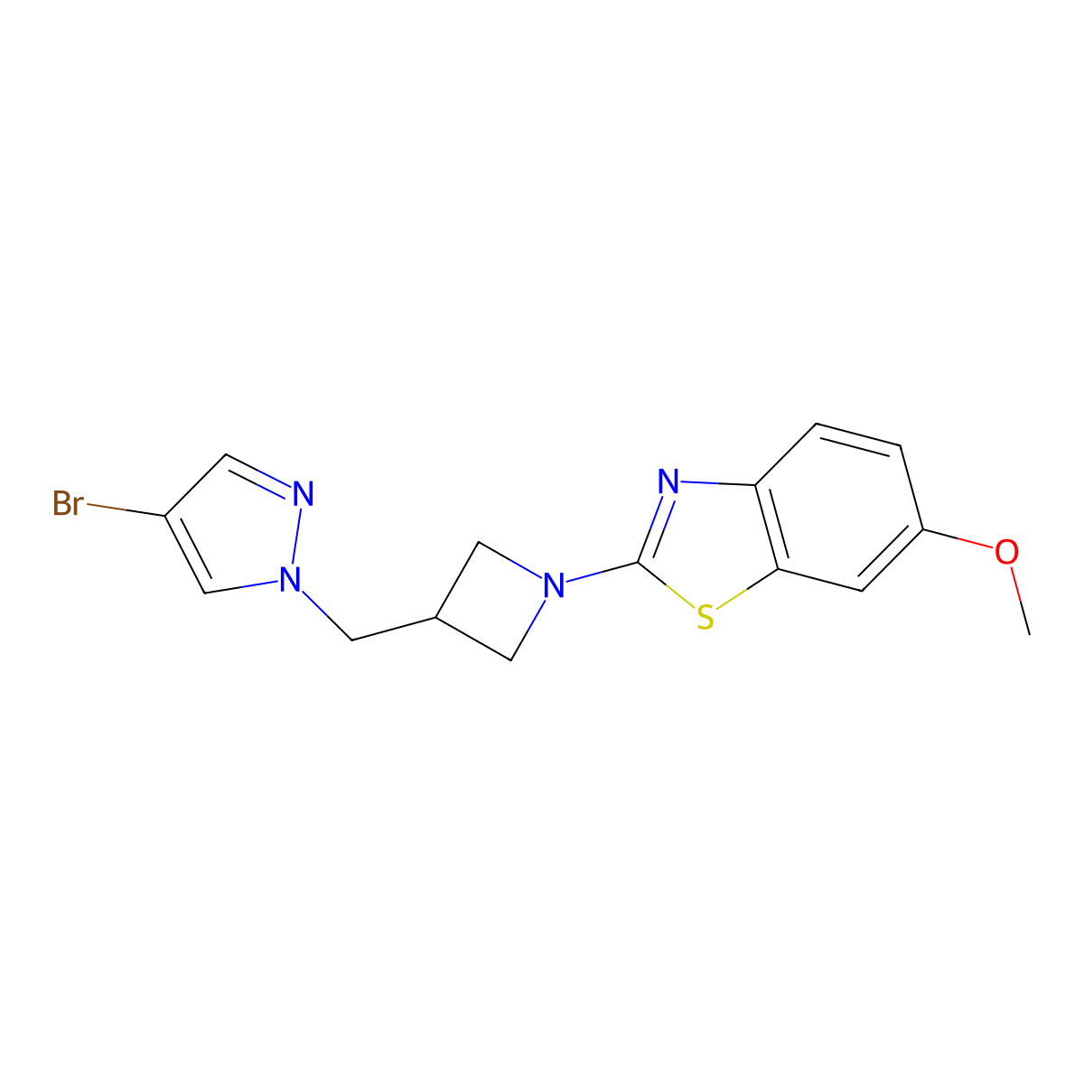 2-{3-[(4-bromo-1H-pyrazol-1-yl)methyl]azetidin-1-yl}-6-methoxy-1,3-benzothiazole molecular structure, CAS 2549066-50-2