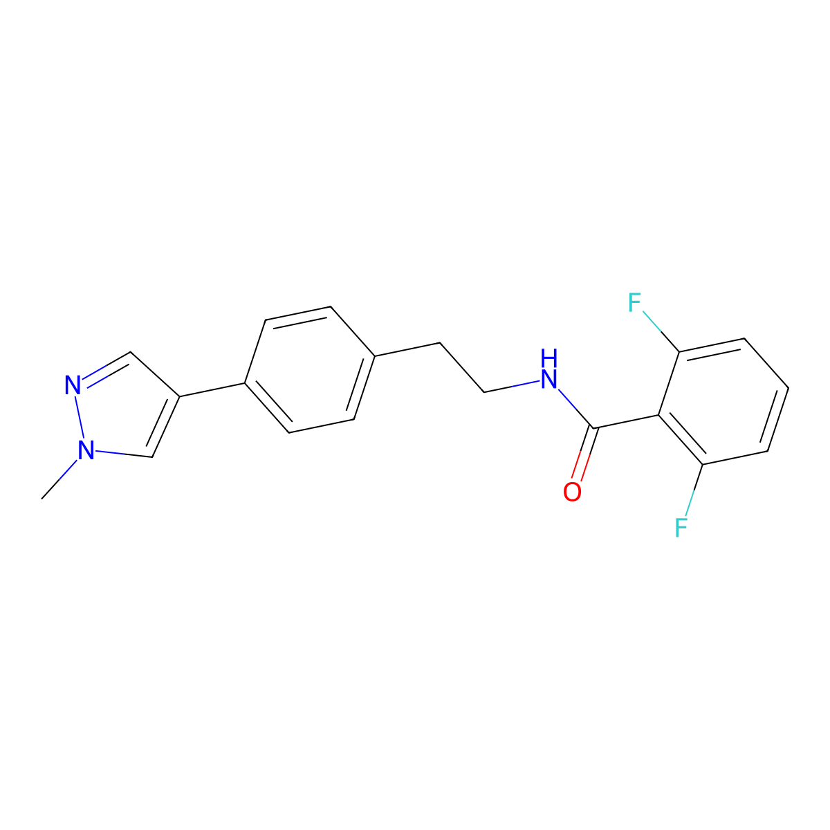 2,6-difluoro-N-{2-[4-(1-methyl-1H-pyrazol-4-yl)phenyl]ethyl}benzamide molecular structure, CAS 2549066-51-3