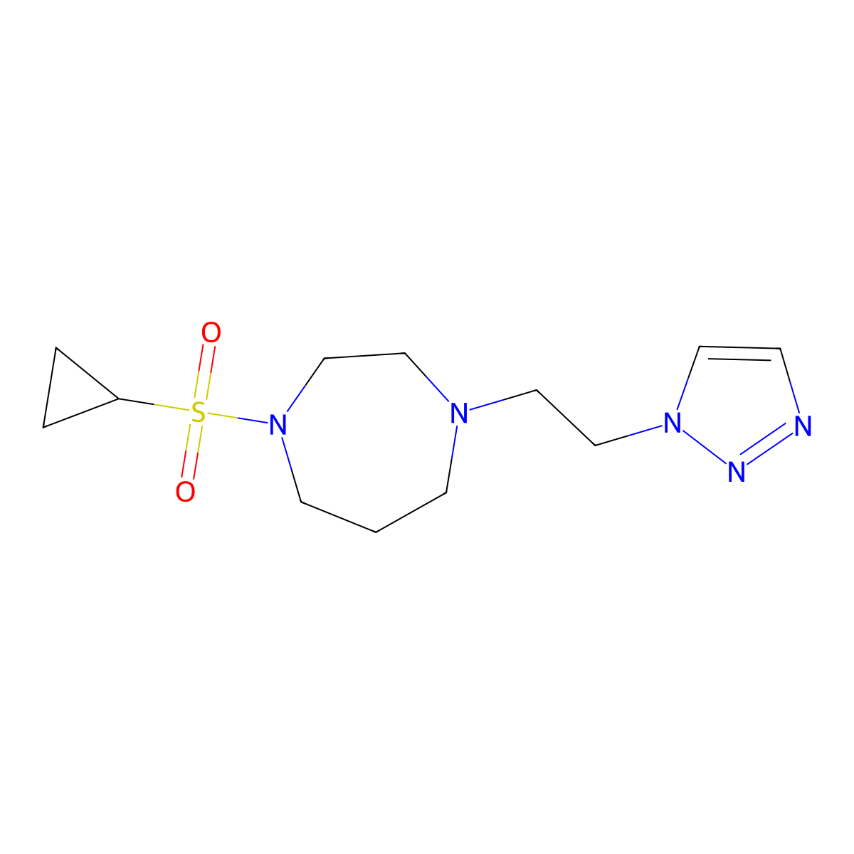 1-(cyclopropanesulfonyl)-4-[2-(1H-1,2,3-triazol-1-yl)ethyl]-1,4-diazepane molecular structure, CAS 2549066-53-5