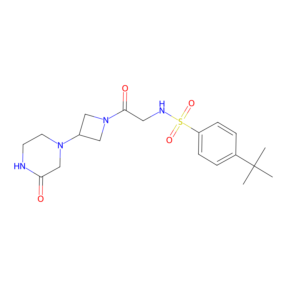 4-tert-butyl-N-{2-oxo-2-[3-(3-oxopiperazin-1-yl)azetidin-1-yl]ethyl}benzene-1-sulfonamide molecular structure, CAS 2549066-54-6