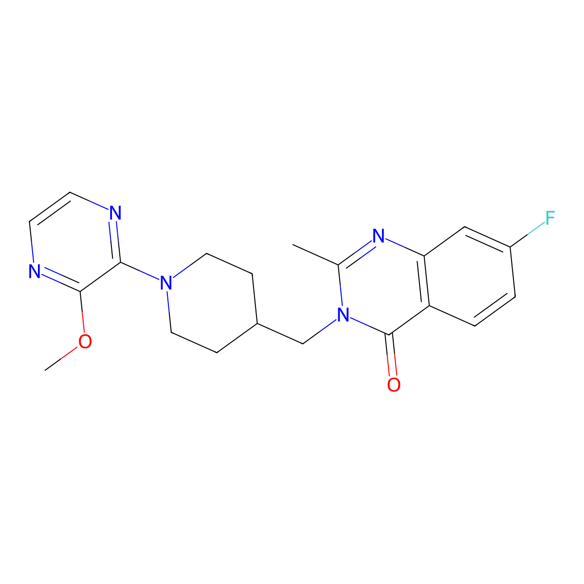 7-Fluoro-3-{[1-(3-methoxypyrazin-2-yl)piperidin-4-yl]methyl}-2-methyl-3,4-dihydroquinazolin-4-one molecular structure, CAS 2549066-55-7