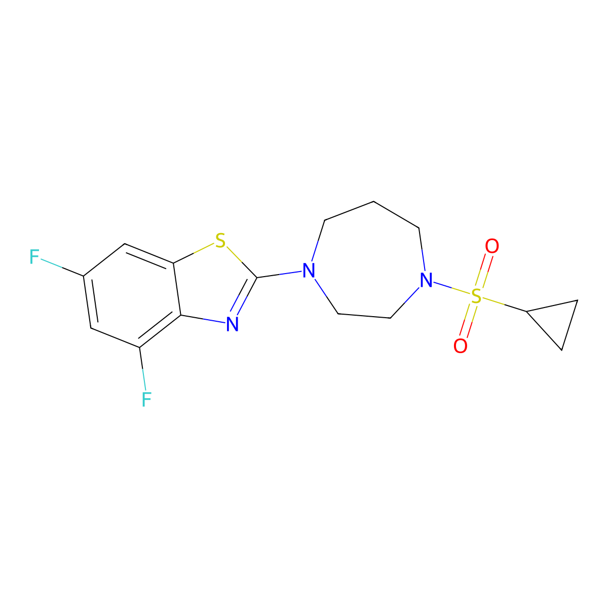 2-[4-(Cyclopropanesulfonyl)-1,4-diazepan-1-yl]-4,6-difluoro-1,3-benzothiazole molecular structure, CAS 2549066-59-1