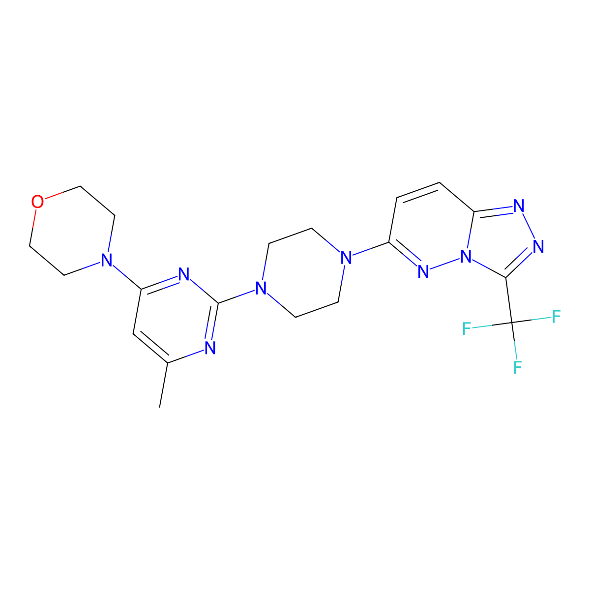4-(6-Methyl-2-{4-[3-(trifluoromethyl)-[1,2,4]triazolo[4,3-b]pyridazin-6-yl]piperazin-1-yl}pyrimidin-4-yl)morpholine molecular structure, CAS 2549066-60-4