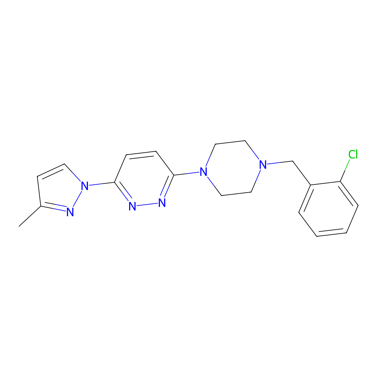 3-{4-[(2-chlorophenyl)methyl]piperazin-1-yl}-6-(3-methyl-1H-pyrazol-1-yl)pyridazine molecular structure, CAS 2549066-61-5