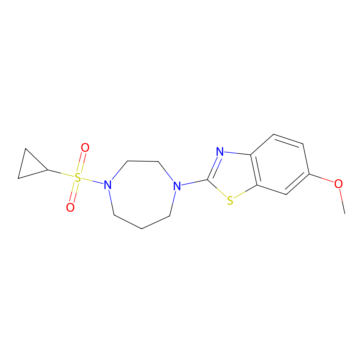 2-[4-(Cyclopropanesulfonyl)-1,4-diazepan-1-yl]-6-methoxy-1,3-benzothiazole molecular structure, CAS 2549066-70-6