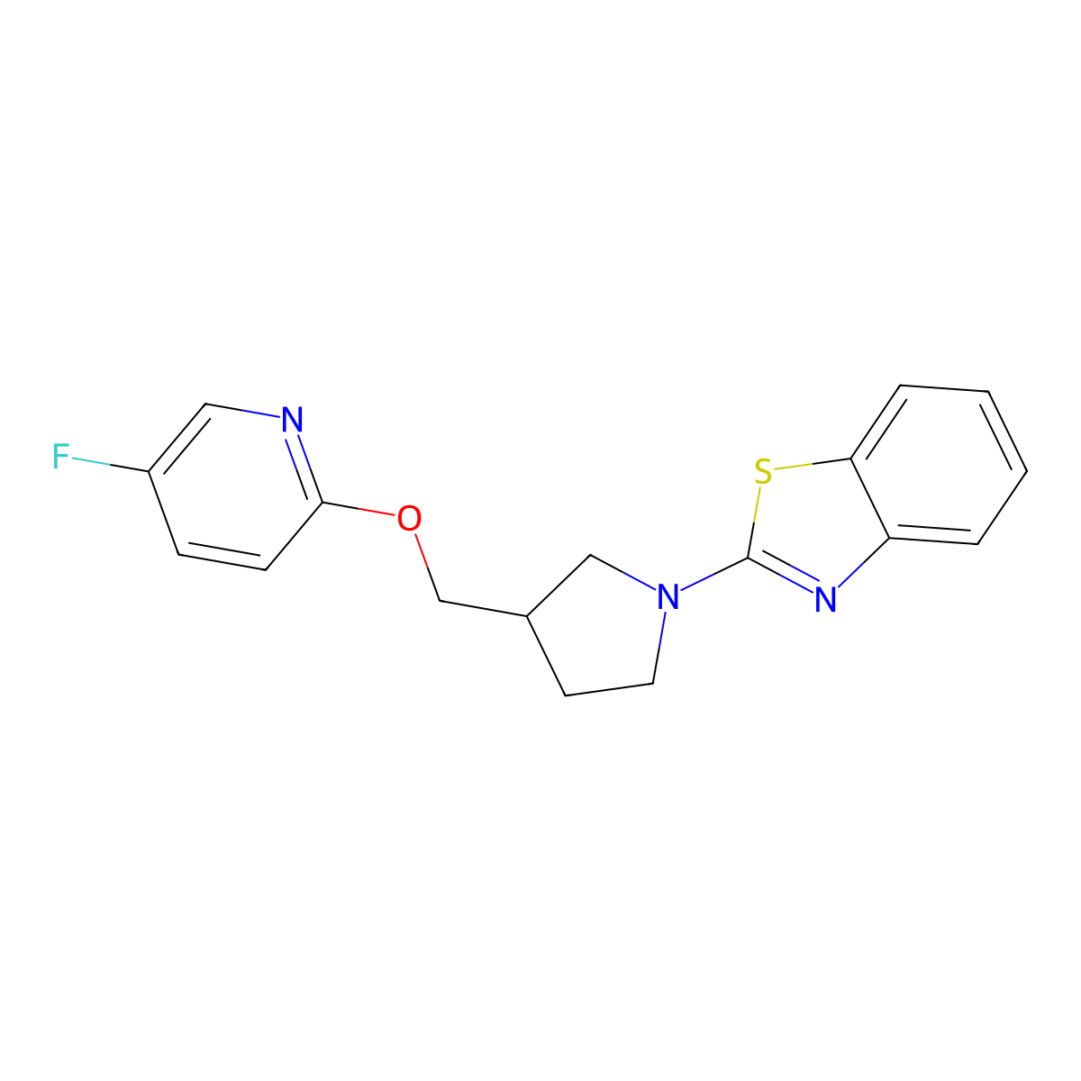 2-(3-{[(5-Fluoropyridin-2-yl)oxy]methyl}pyrrolidin-1-yl)-1,3-benzothiazole molecular structure, CAS 2549066-71-7