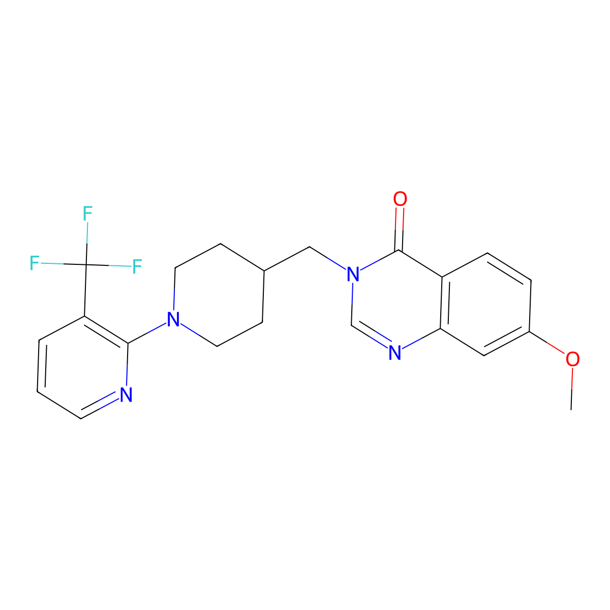7-Methoxy-3-({1-[3-(trifluoromethyl)pyridin-2-yl]piperidin-4-yl}methyl)-3,4-dihydroquinazolin-4-one molecular structure, CAS 2549066-74-0