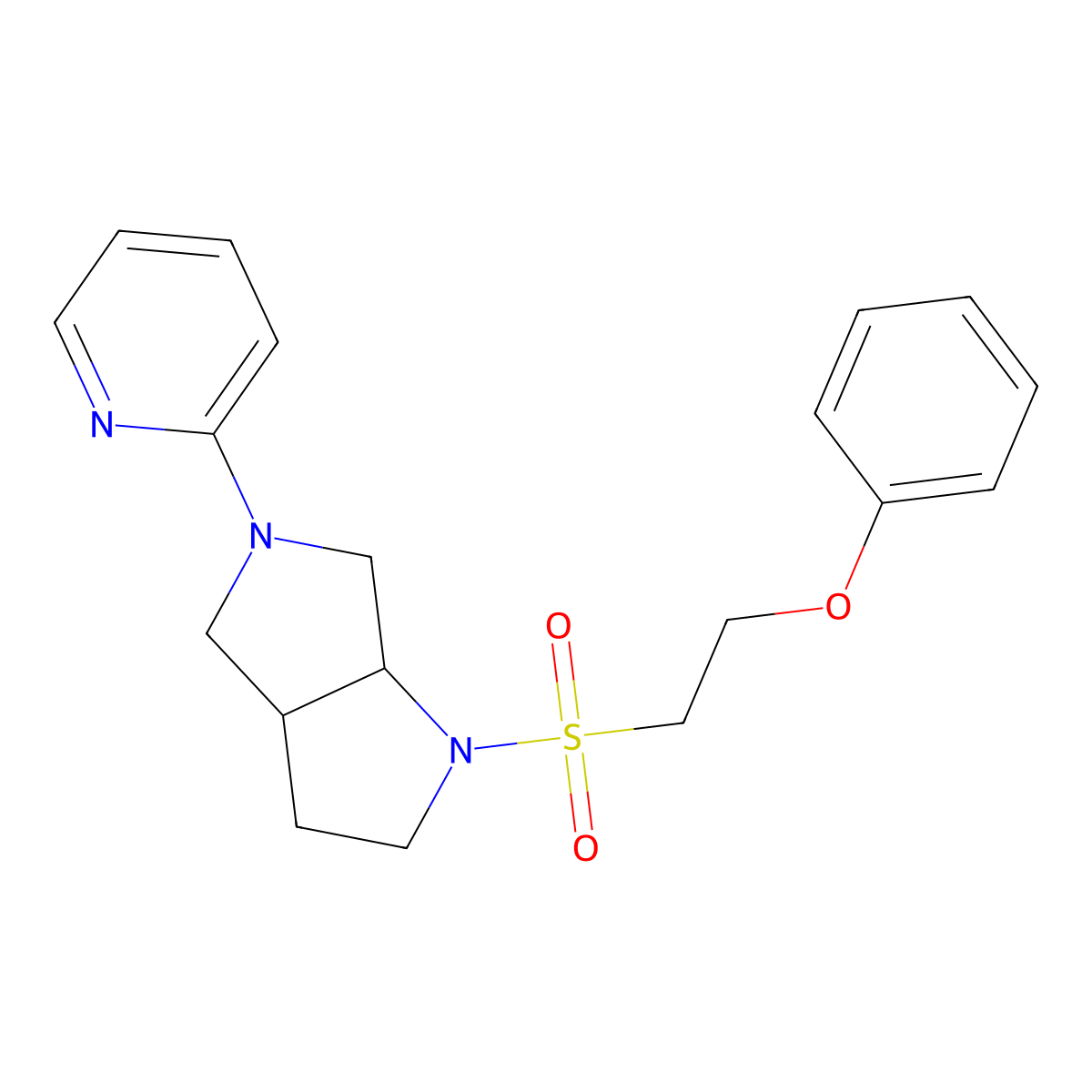 2-[1-(2-Phenoxyethanesulfonyl)-octahydropyrrolo[2,3-c]pyrrol-5-yl]pyridine molecular structure, CAS 2549066-76-2