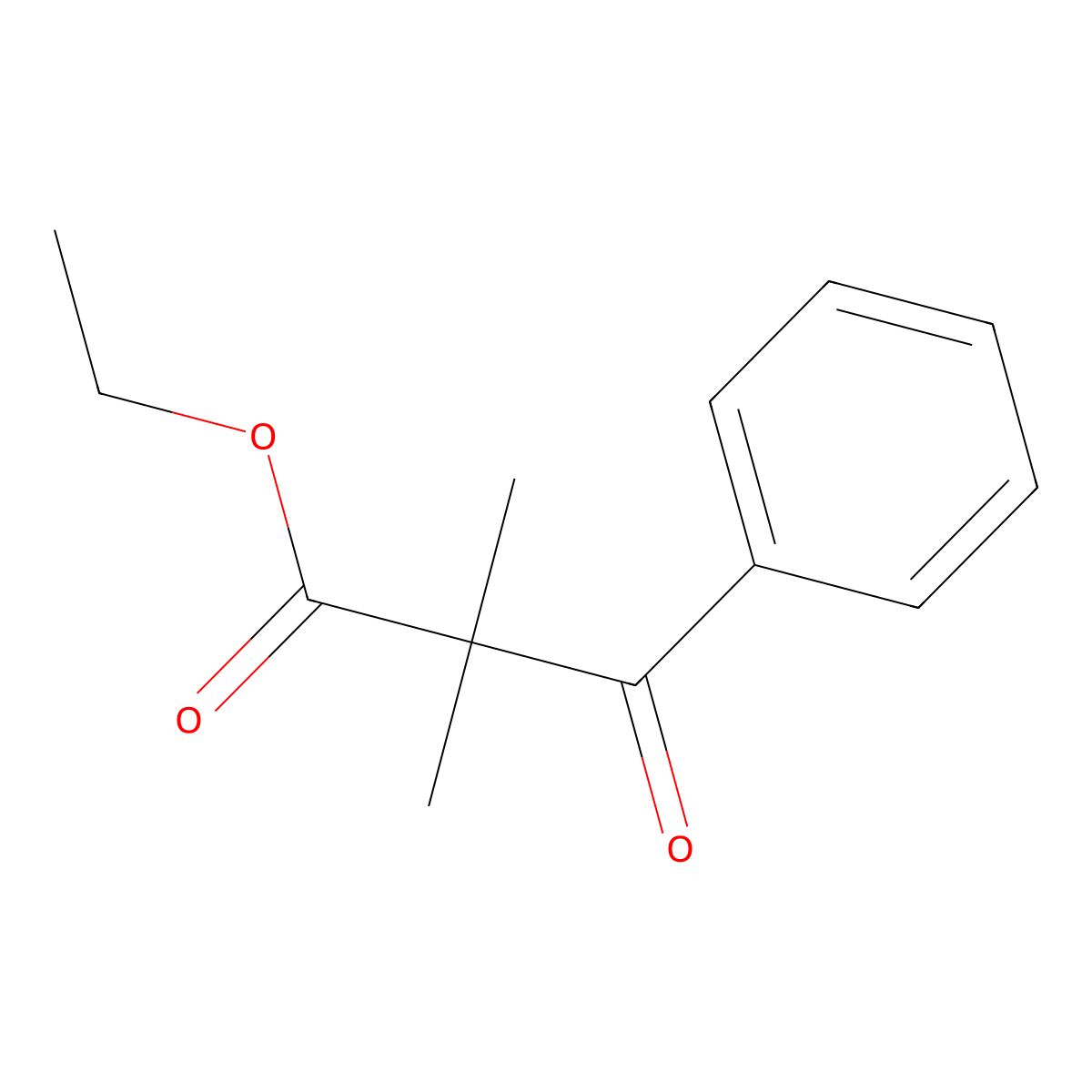 Ethyl 2,2-dimethyl-3-oxo-3-phenylpropanoate molecular structure, CAS 25491-42-3