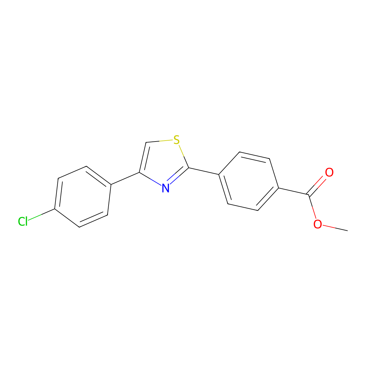 Methyl 4-[4-(4-chlorophenyl)-1,3-thiazol-2-yl]benzoate molecular structure, CAS 254911-05-2