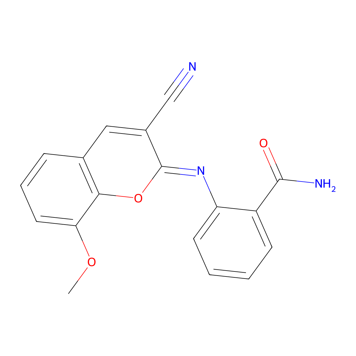 2-{[(2Z)-3-cyano-8-methoxy-2H-chromen-2-ylidene]amino}benzamide molecular structure, CAS 2549133-25-5